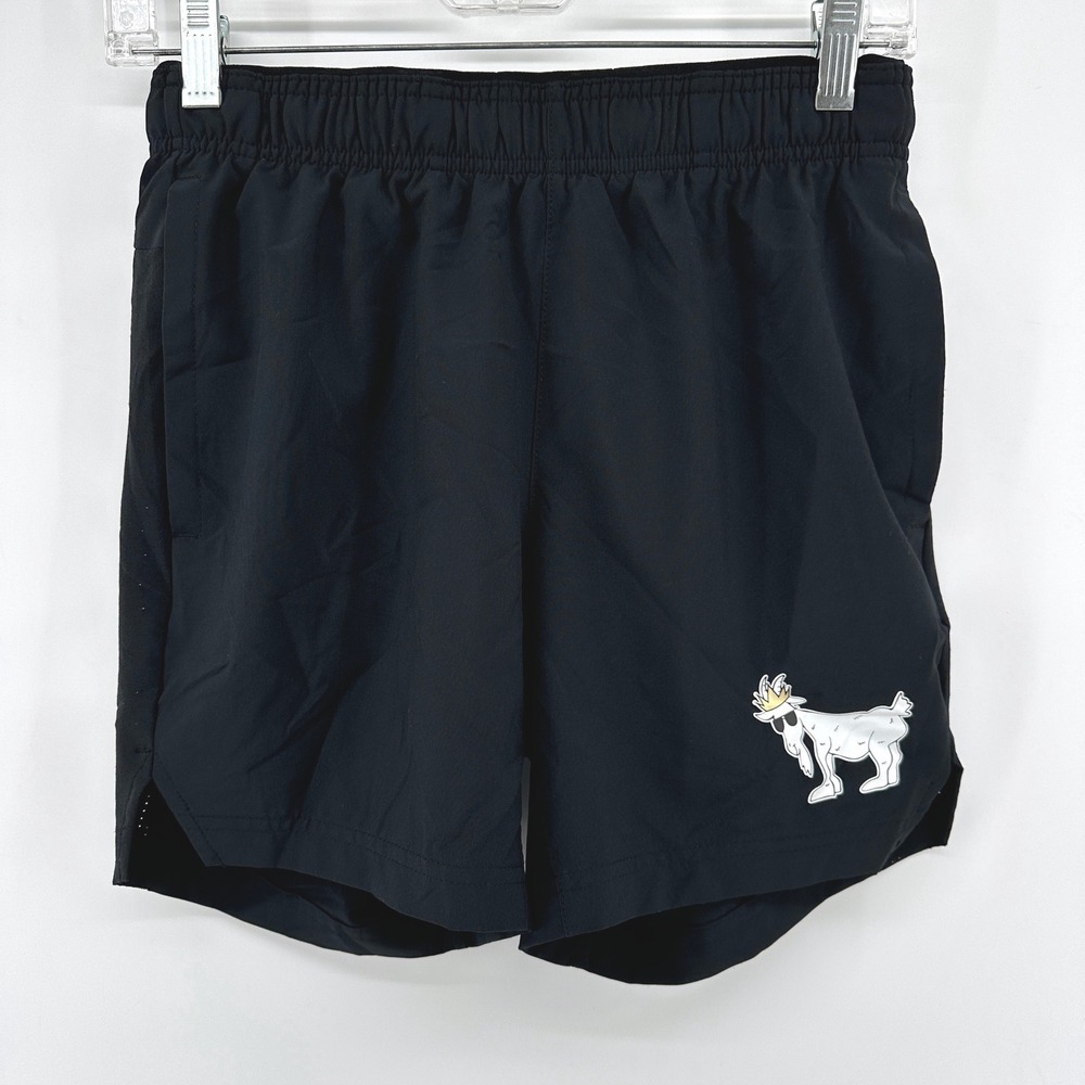 GOAT USA Black Athletic Shorts Youth XL Graphic Mascot Zipper Pocket 656